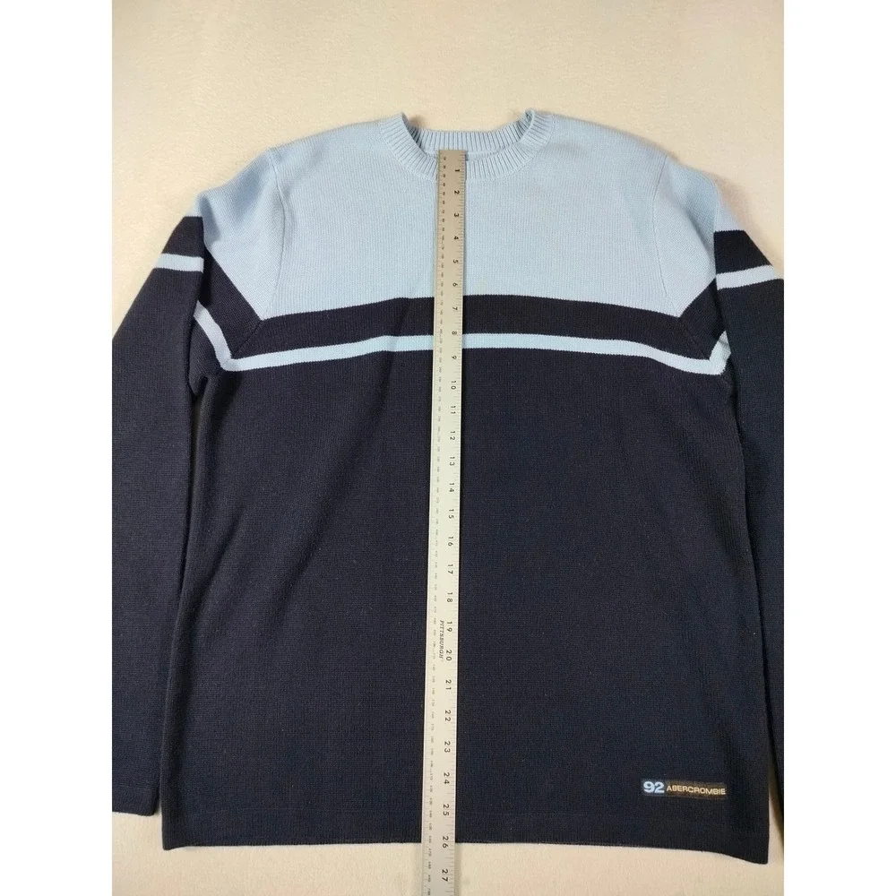 Vintage‎ Abercrombie & Fitch Sweater Mens Blue Colorblock Y2K Preppy Casual